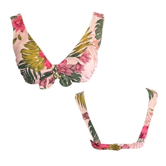 Kona Sol Tropical Pink Print Bikini Top sz M - Picture 8 of 10